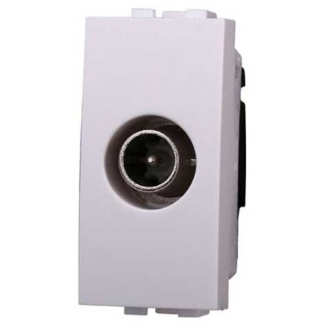 Conector Coaxial Bticino Toma TV Hembra Bticino Living Light - Blanco - Compatible Módulo Único Enchufe Televisión Living Light