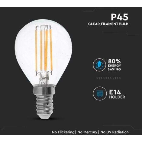 V-TAC VT-1996 Lampadina LED E14 4W P45 Filamento Bianco naturale - 4000K