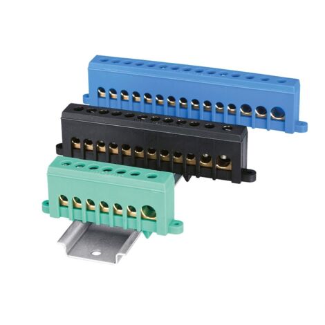 Morsettiera isolata per barra din, 15 contatti, 1x35 mm2 - 2x25 mm2 - 12x16 mm2, nero - Elettrocanali EC890058