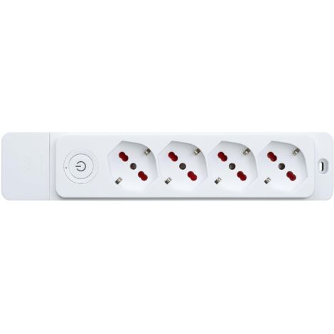 Multipresa con 4 prese bipasso/schuko 10/16A, senza cavo, con interruttore, bianco, serie Emilia Specialist - Rosi RS8412B (1/5)