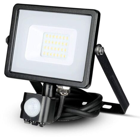V-TAC PRO VT-20-S Faro LED Chip Samsung 20W Colore Nero con Sensore di Movimento e Crepuscolare e Interruttore di Bloccaggio Bianco naturale - 4000K