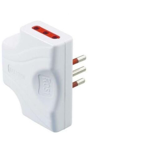 Adattatore triplo ultrapiatto da spina 10A a 3 prese 10A, bianco, serie Emilia Extra-Piatta - Rosi RS78130