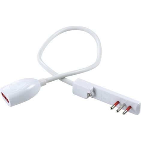 Prolunga da 50cm con spina ultrapiatta 10A e presa 10A, cavo 3x0,75, bianco - Rosi RS92036 (1/5)