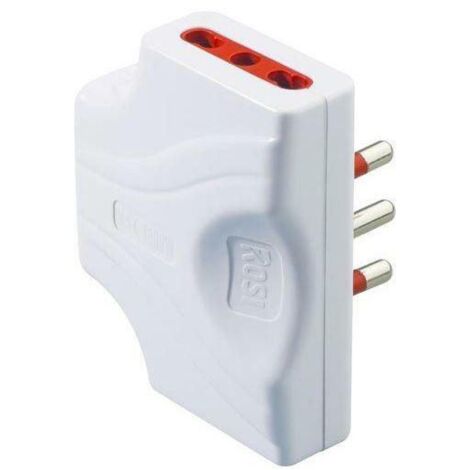 ADATTATORE ULTRAPIATTO TRIPLO SERIE 'EMILIA EXTRA PIATTA' presa 2P+T 10/16A - spina 2P+T 16A / bianco