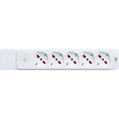 Multipresa con 5 prese bipasso/schuko 10/16A, senza cavo, con interruttore, nero, serie Emilia Specialist - Rosi RS8512N (1/4)