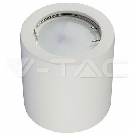 V-TAC VT-727 3665 Portafaretto LED Montaggio a Superficie Rotondo GU10  Corpo in Gesso Bianco