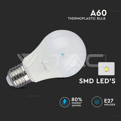 V-TAC VT-2099 Lampadina LED E27 9W A60 Bianco naturale - 4000K