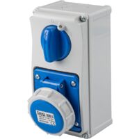 Presa interbloccata verticale con sezionatore, con fondo, 230V, 3 poli, 32A, IP67 - Rosi 19.3232B6