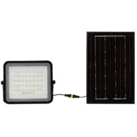 V-TAC VT-40W Faro Led 6W Nero Con Pannello Solare E Telecomando LED Cavo 3m 4000K Naturale