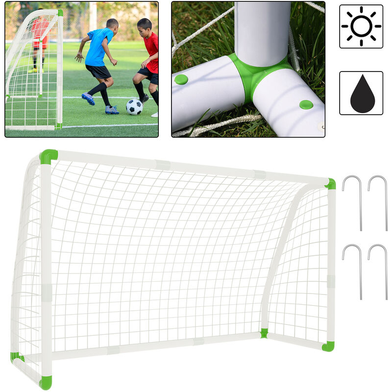 Porta Da Calcio Per Bambini 244x155x90 Cm - Da Giardino, PVC Resistente, Con Rete E Picchetti - Foto 7