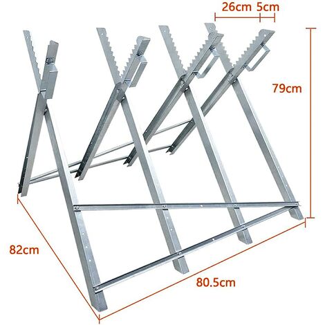 Cavalletto Per Motoseghe Pieghevole - Supporto Tronchi Zincato, Portata 150kg, 80x81x80cm - Foto 12