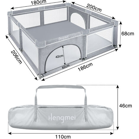 Box Per Bambini 127x127x68 Cm – Recinto Di Sicurezza In Tessuto Oxford, Con Ventose Antiscivolo E Bracciali Da Allenamento