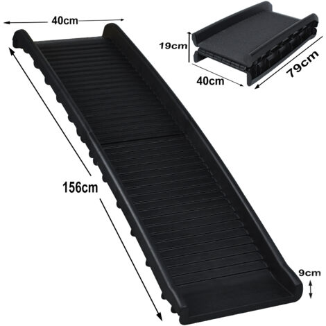 Rampa Per Cani Pieghevole 156cm - Antiscivolo, Portata 90kg, Per Auto E Divano, Nero - Foto 3