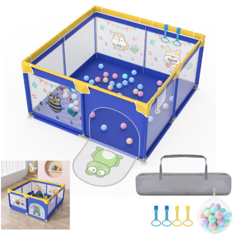 derimkcoa Box per neonati con tappetino da gioco, box per bambini, recinto per bambini con rete traspirante, box portatile per interni ed esterni (130x130x66 cm, Grigio