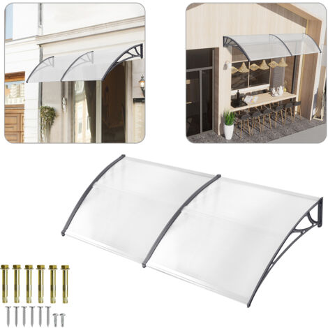 Tettoia Ingresso In Policarbonato - 100x200cm, Alluminio, Trasparente, Anti-Pioggia - Foto 9