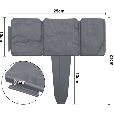 ACXIN Bordo per prato in plastica, grigio, 40 m, rotolo di bordi per aiuole per viali, limiti, vialetti di ghiaia, bordatura per aiuole in 100% plastica PP (120 x 2 mm, grigio