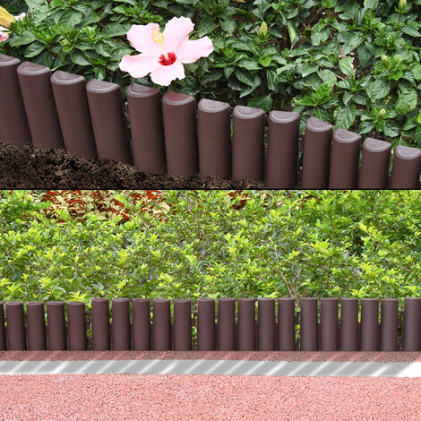 YUENFONG Bordo per aiuole pieghevole, in plastica, effetto rattan, 45