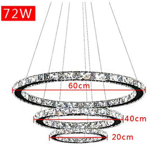 Lampade da soffitto 72W Lampadario a sospensione di cristallo Pendente Lampadario LED Soffitto lampade Illuminazione, Bianco freddo HENGMEI