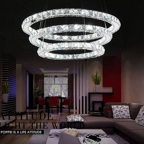 Lampade da soffitto 72W Lampadario a sospensione di cristallo Pendente Lampadario LED Soffitto lampade Illuminazione, Bianco freddo HENGMEI