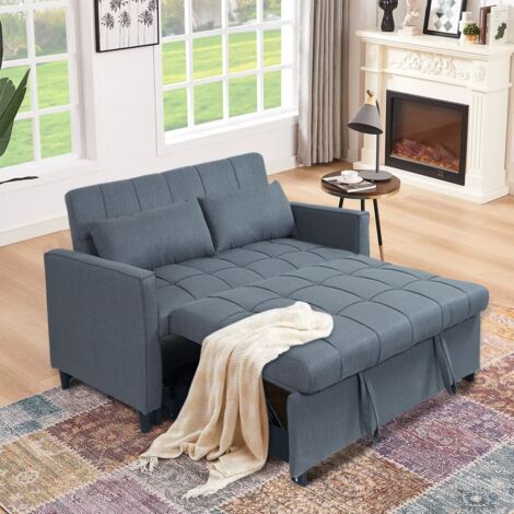Convertible Fabric 3 Seater Sofa Bed 3-in-1 Pull out Armchair Folding Recliner Sleeper