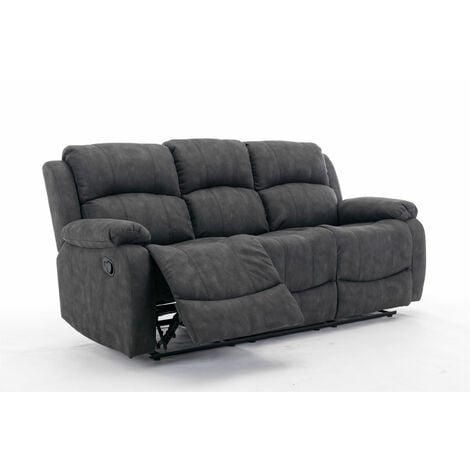 Manual Reclining Sofa Collection Sectional  Couches Set Grey  - 3 Seater