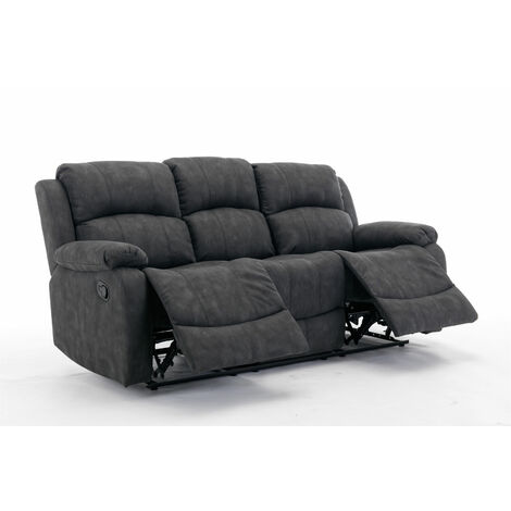 Manual Reclining Sofa Collection Sectional  Couches Set Grey  - 3 Seater