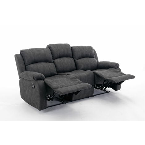 Manual Reclining Sofa Collection Sectional  Couches Set Grey  - 3 Seater