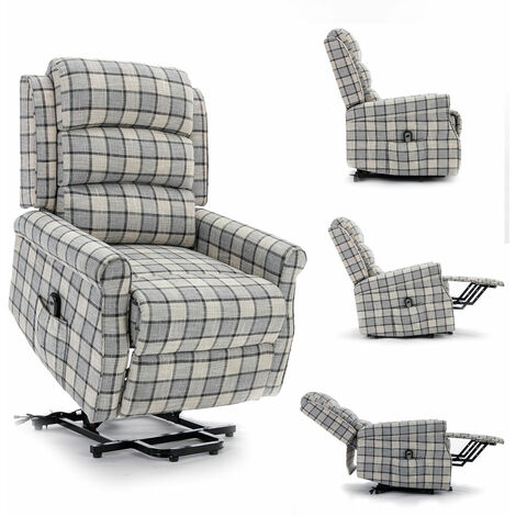 Electric Recliner Lift And Tilt Armchair Riser - Green Check