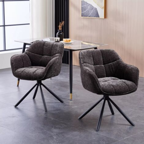 Set of 2 Chenille Padded Dining Chair - Grey (1/5)