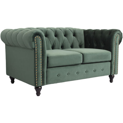 155cm Width Upholstered Sofa Chair with Nailhead Trim - Green (1/5)