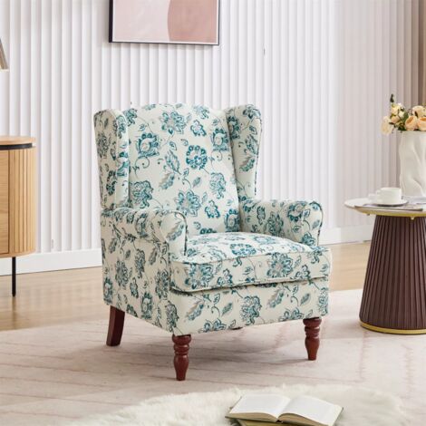 High Wingback Armchair Chair Fireside - Fabric Teal