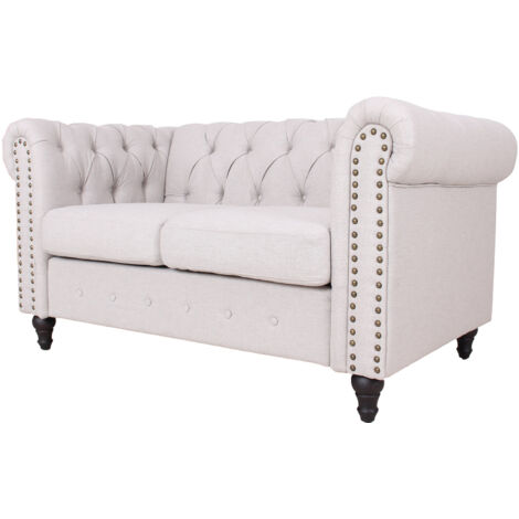 155cm Width Upholstered Sofa Chair with Nailhead Trim - Light Grey (1/5)