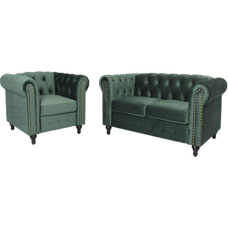 Upholstered Armchair with Nailhead Trim Set of 2 - Green (1/5)