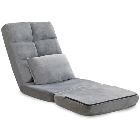 Furniture One Folding Sofa Chair 360° Swivel Floor Lazy High-Back Seater Adjustable Recliner - Grey