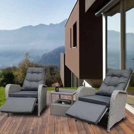 luxury padded rattan garden recliner chairs