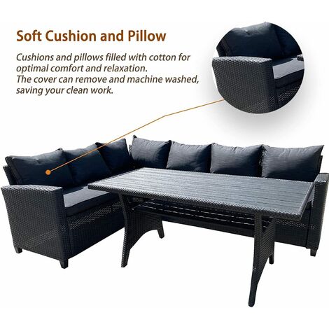Furniture One Garden Furniture Set Corner Lounge Outdoor Sofa Chair Patio DIning Table  - Grey