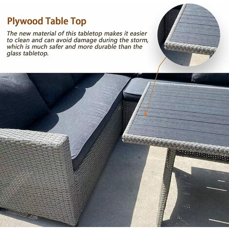 Furniture One Garden Furniture Set Corner Lounge Outdoor Sofa Chair Patio DIning Table  - Grey