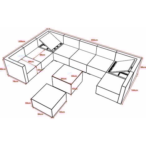 Furniture One Rattan 9 Seater Modular Outdoor Garden Sofa - Nature