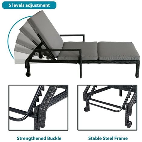Furniture One Rattan Sun Lounger Set Recliner Bed