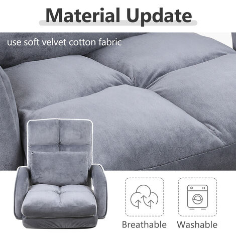 Furniture One Folding Floor Chair Adjustable 14 Angles Chair Bed with Pillow for Gaming -  Grey