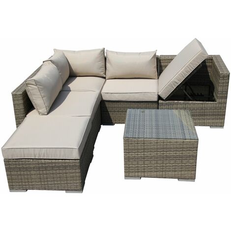 Furniture One Rattan 5 Seater Modular Outdoor Garden Sofa - Nature