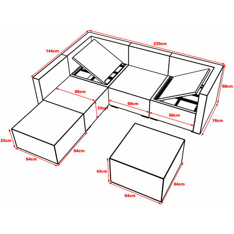 Furniture One Rattan 5 Seater Modular Outdoor Garden Sofa - Nature
