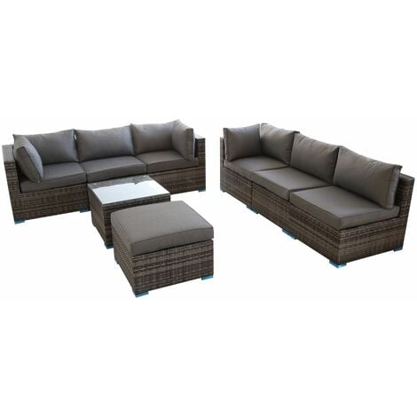 Furniture One Rattan 7 Seater Modular Outdoor Garden Sofa - Grey