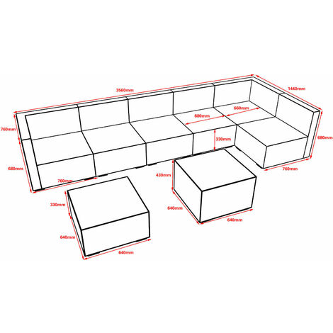 Furniture One Rattan 7 Seater Modular Outdoor Garden Sofa - Grey