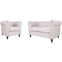 Upholstered Armchair with Nailhead Trim Set of 2 - Light Grey