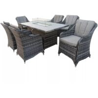 6 Seater Rattan Fire Pit Garden Furniture - Rectangular Fire Pit Table