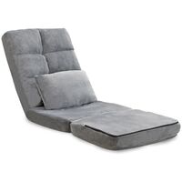 Furniture One Folding Sofa Chair 360° Swivel Floor Lazy High-Back Seater Adjustable Recliner - Grey
