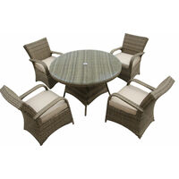 Furniture One 4 Seater Round Garden Table & Chairs Fully Assembled - Nature