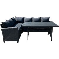 Furniture One Garden Furniture Set Corner Lounge Outdoor Sofa Chair Patio DIning Table - Brown