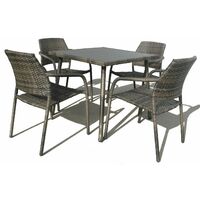 Rattan Patio Dining Set w Stackable Chair - 120L x 84W x 74H cm for 4 seater